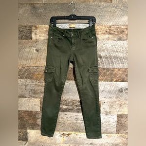 Paige dark green cargo skinny jeans